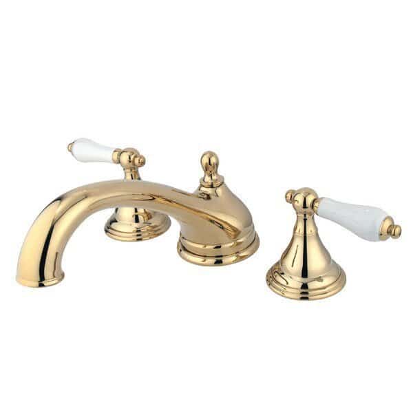 Roman Tub Faucet, Polished Brass, Deck Mount