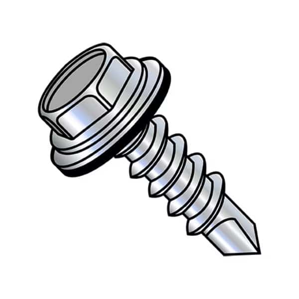 Self-Drilling Screw, 3/8"-12 x 1-1/2 in, Zinc Plated Finish, 600 PK Flange Hex Head