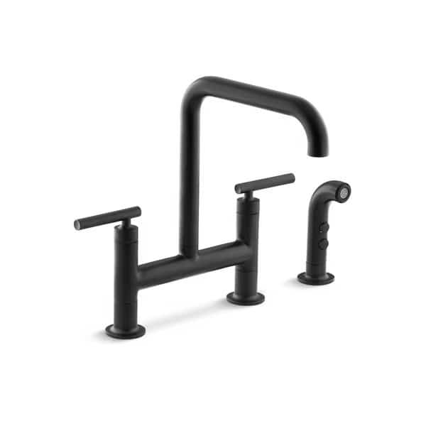 6-1/4 in Mount, 3 Hole Purist Deck-Mount Bridge Faucet With