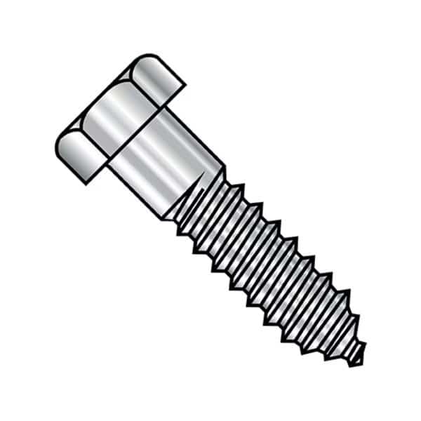 Lag Screw, 1/2 in, 6 in, 18-8 Stainless Steel, Hex Hex Drive, 25 PK