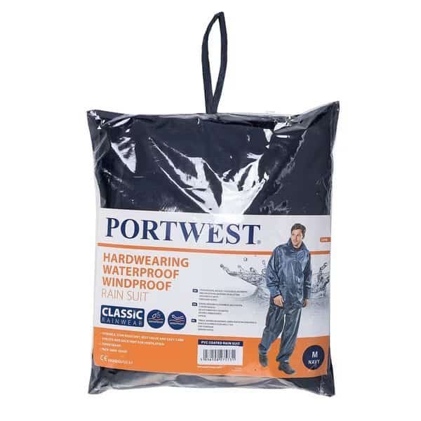 PVC Coated Rain Suit, XXXL, Pack Away, Navy, 3XL