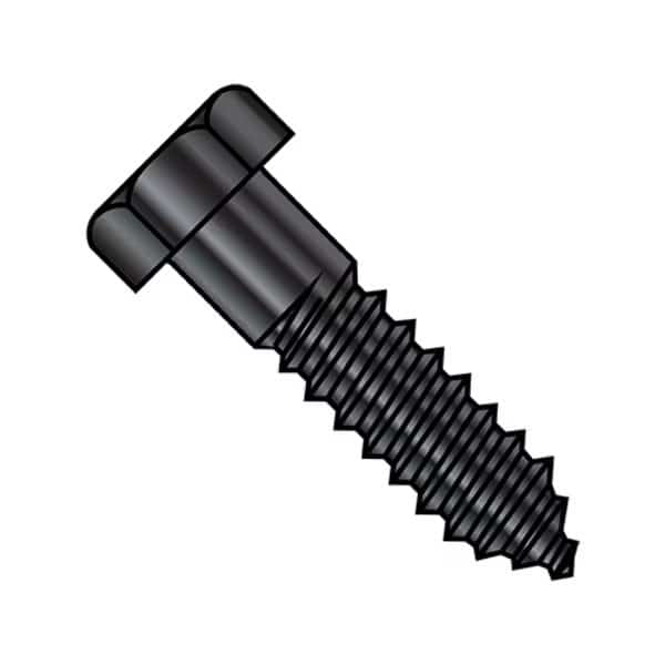 Lag Screw, 5/16 in, 2-1/2 in, Steel, Black Oxide Hex Hex Drive, 400 PK