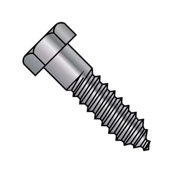 Lag Screw, 1/4 in, 6 in, Steel, Galvanized Hex Hex Drive, 200 PK
