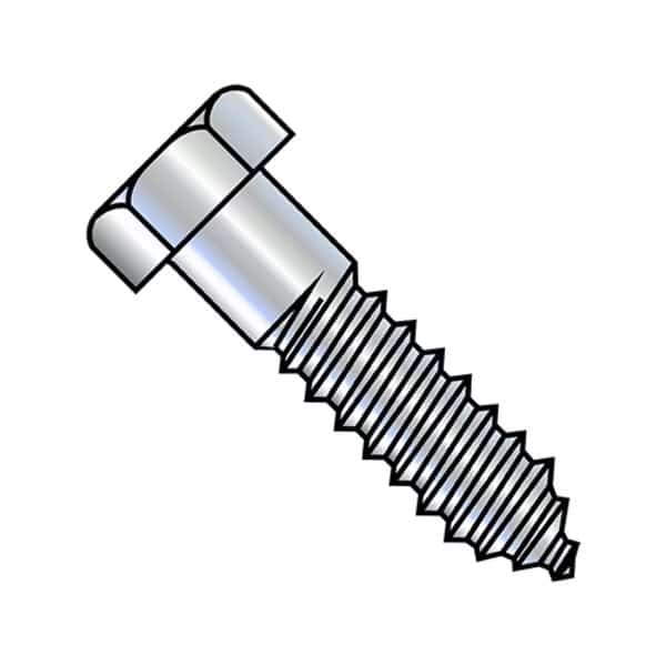 Lag Screw, 1/4 in, 3 in, Steel, Zinc Plated Hex Hex Drive, 500 PK