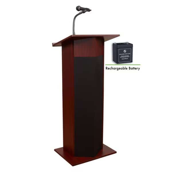 Power Plus Lectern and Rechargeable Battery, Mahogany