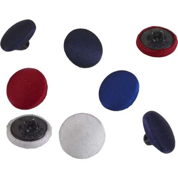 Satin Covered Buttons, 24 Ligne 5/8", PK3, Red, Satin/metal, 3 L, 3 W