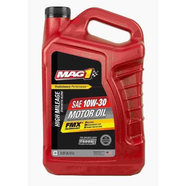 Engine Oil, Hi Mileage, 10W-30, 5 Qt.