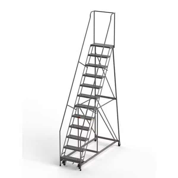 Industrial Rolling Ladder, 12 Steps, 24"W Perforated Tread, 450 lbs. Capacity