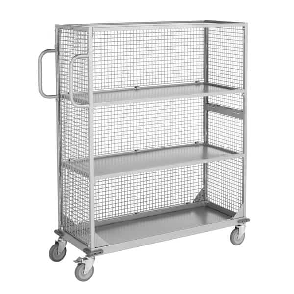Merchandise Stocking Cart with 4 Solid Shelves & Back Panel