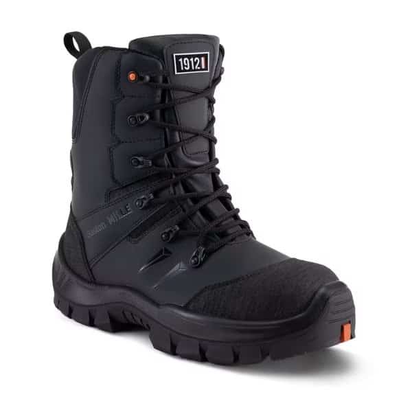 Men's 9 in Fiberglass Toe Safety Shoe, Black, 12, W