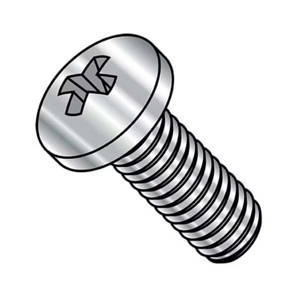 #0-80 x 7/16 in Phillips Pan Machine Screw, Plain Steel, 5000 PK