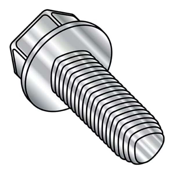 Thread Cutting Screw, M4-0.70 x 20 mm, Wax Stainless Steel Hex Head Hex Drive, 3000 PK