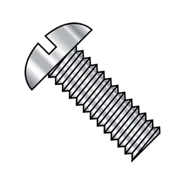 #4-40 x 11/16 in Slotted Round Machine Screw, Plain Steel, 5000 PK