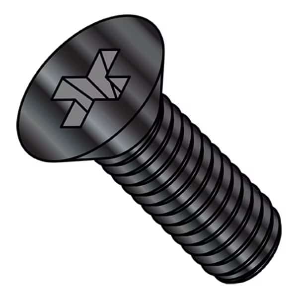 M6-1.00 x 10 mm Phillips Flat Machine Screw, Black Oxide Stainless Steel, 700 PK