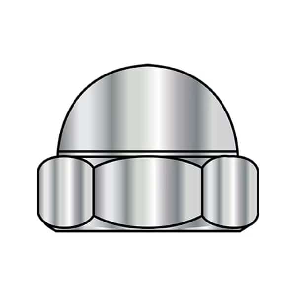 Low Crown Cap Nut, 3/8"-16, Steel, Nickel Plated, 0.432 in H, 1000 PK