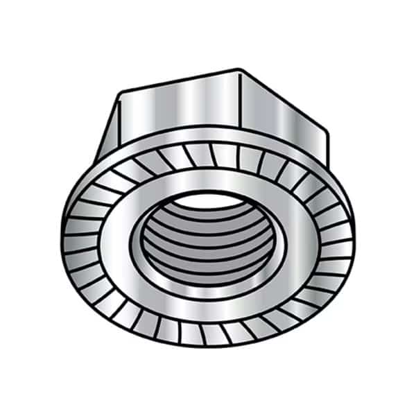 Flange Nut, 1/4"-20, 18-8 Stainless Steel, Not Graded, Plain, 0.438 in Hex Wd, 0.14 in Hex Ht
