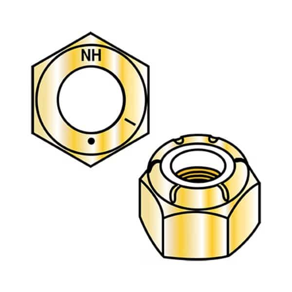 Nylon Insert Lock Nut, 1"-8, Nylon, Grade 8, Yellow Zinc, 0.825 in Ht, 20 PK