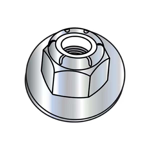 Flange Nut, 1/2"-13, Nylon, Zinc Plated, 0.75 in Hex Wd, 300 PK