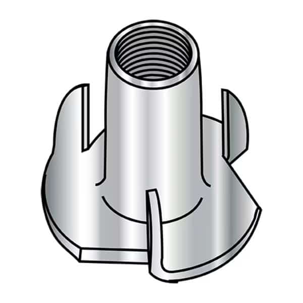 T-Nut, 3 Prongs, #8-32, 18-8 Stainless Steel, Plain, 1000 PK