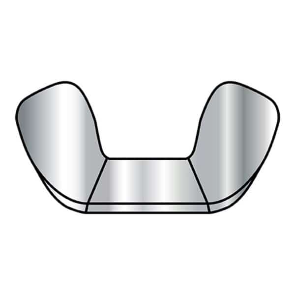 Wing Nut, #6-32, Stainless Steel, 0.41 in Ht, 0.72 in Max Wing Span, 500 PK