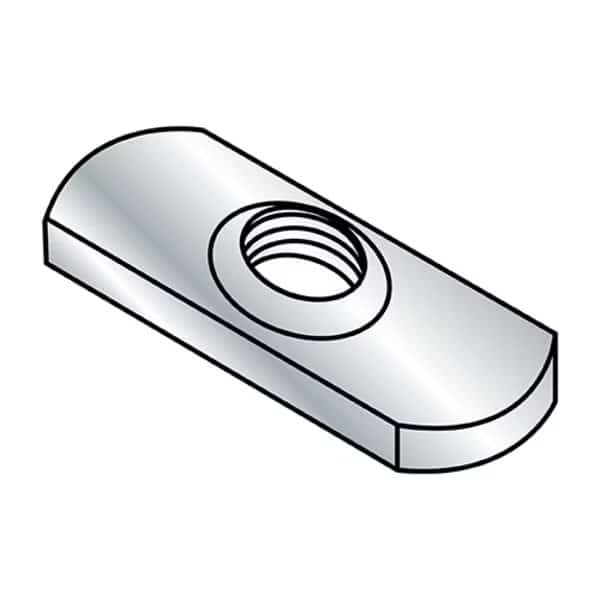 Tab Weld Nut, #6-32, Steel, 0.453 in Wd, 0.89 in Lg, 0.098 in Ht, 1000 PK