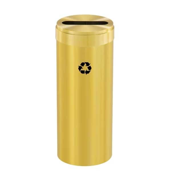 12 gal Round Recycling Bin, Satin Brass