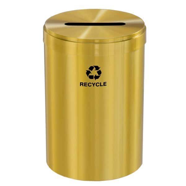 41 gal Round Recycling Bin, Satin Brass