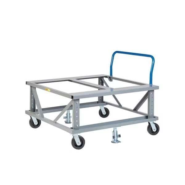 Adj. Height Mobile Pallet Stand, 42x48, Handle, Load Retainers