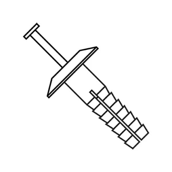 Nail Drive Anchor, 1/4" Dia., 3/4" L, Nylon White, 1000 PK