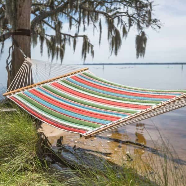 Quilted Hammock, Red/Green/Blue Stripes
