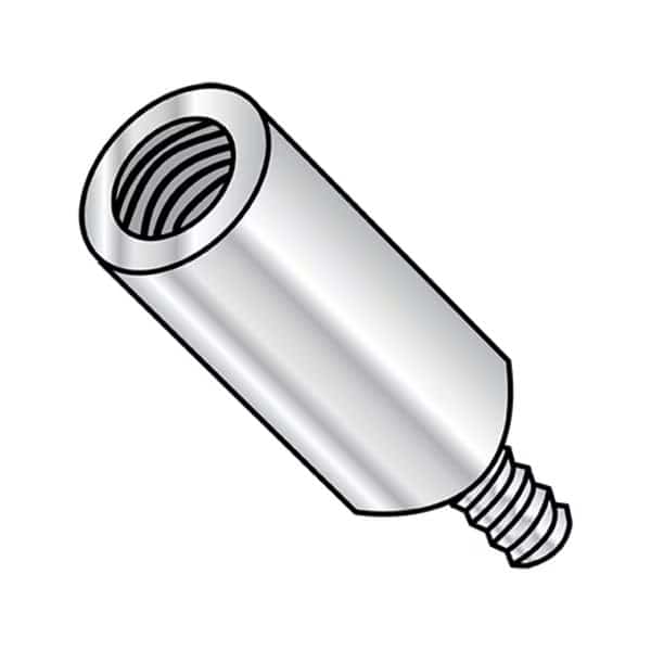 Round Standoffs, #6-32 Thrd Sz, 1/2 in Bd L, Aluminum 1/4 in OD, 1000 PK