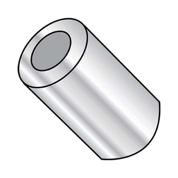 Round Spacers, 4X5/16 #3/16 ROUN, PK1000, #4 Screw Size, Aluminum, 5/16 in Overall Lg, 1000 PK