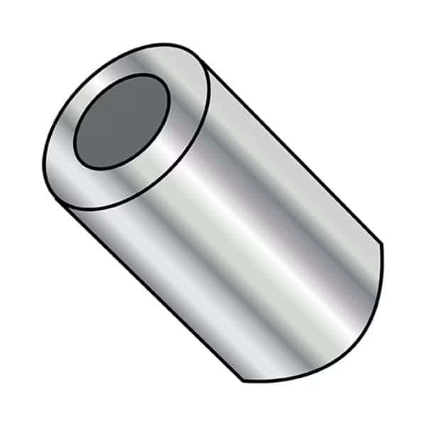 Round Spacer, #6 Screw Size, Nickel Brass, 1/2 in Overall Lg, 500 PK