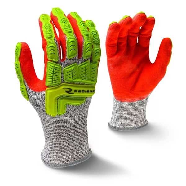 Hi-Vis Cut-Resistant Impact Coated Gloves, Cut Level A5 , Foam Nitrile , Sandy , L 1 PR