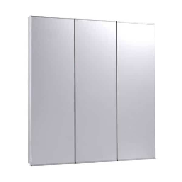 30" x 36" Fully Recessed Stainless Steel Trim TriView Medicine Cabinet