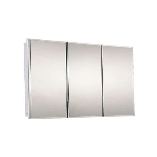 48" x 30" Fully Recessed Beveled Edge Tri-View Medicine Cabinet