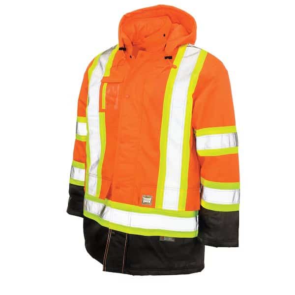 Hi-Vis Safety Parka, 300D Poly Oxford with PU Coating, Class 3 Type R, Orange, 4XL