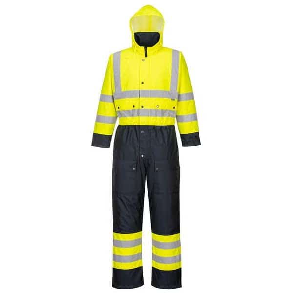 Contrast Coverall Lined, S, Yellow/Navy, Size Small