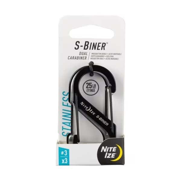 S-BINER® STAINLESS STEEL DUAL CARABINER, Stainless Steel, Black/Silver