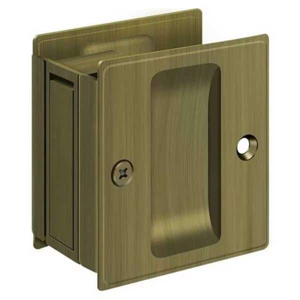 Pocket Lock, 2-1/2" X 2-3/4" Passage Antique Brass