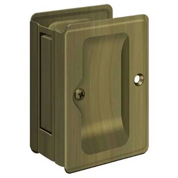 Heavy Duty Pocket Lock, Adj, 3-1/4" X 2 1/4" Passage Antique Brass