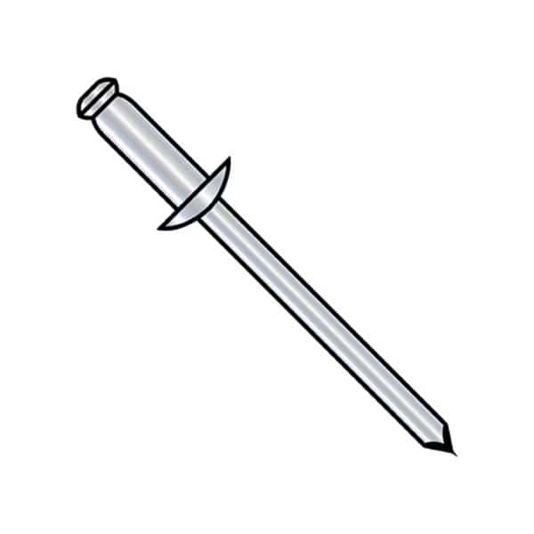 Blind Rivet, Dome Head, 1/4 in Dia., 0.325 in L, Steel Body, 2000 PK