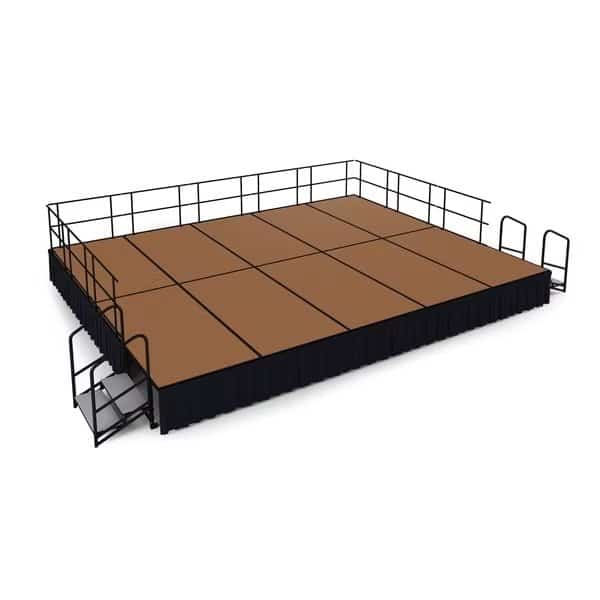 Stage Pack, 16 Ft.x20 Ft.x24"H, Hardboard, Shirred Pleat Black Skirting