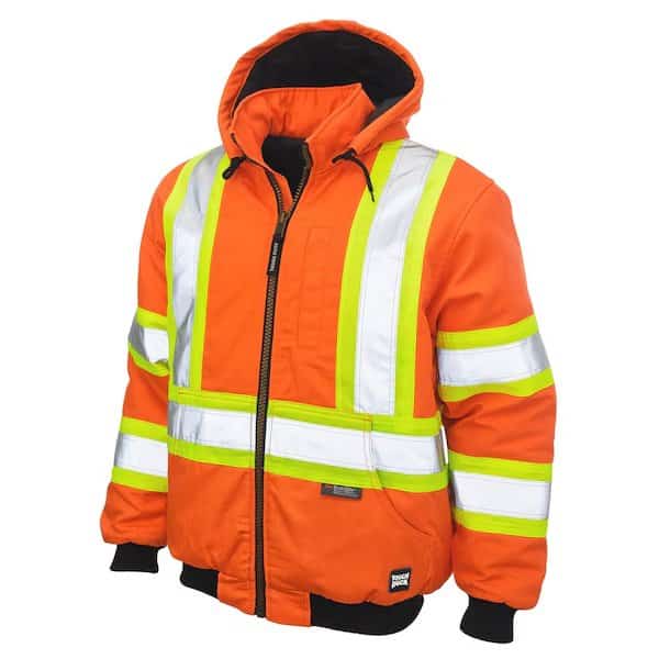Hi-Vis Safety Bomber Jacket, 100% Cotton 10 oz Duck, Class 1 Type O, Orange, L
