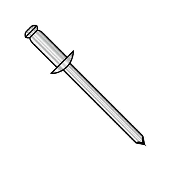 Blind Rivet, Dome Head, 1/8 in Dia., 0.40 in L, Stainless Steel Body, 1000 PK