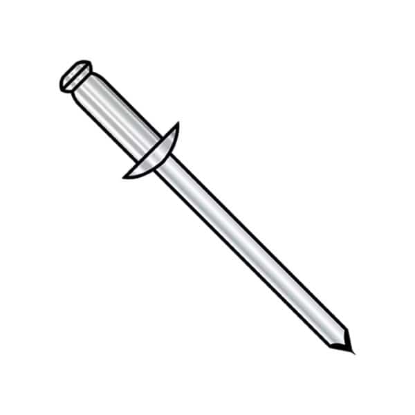 Blind Rivet, Dome Head, 5/32 in Dia., 0.425 in L, Stainless Steel Body, 8000 PK