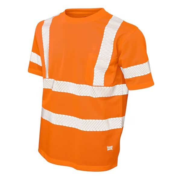 Hi-Vis Short Sleeve T-Shirt, 100% Polyester Micro Mesh, Orange, 4XL