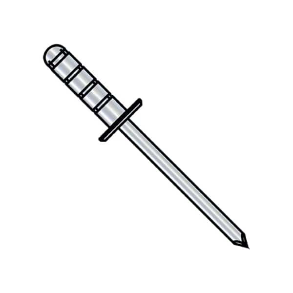 Blind Rivet, Large Flanged Head, 3/16 in Dia., 0.55 in L, Steel Body, 3000 PK