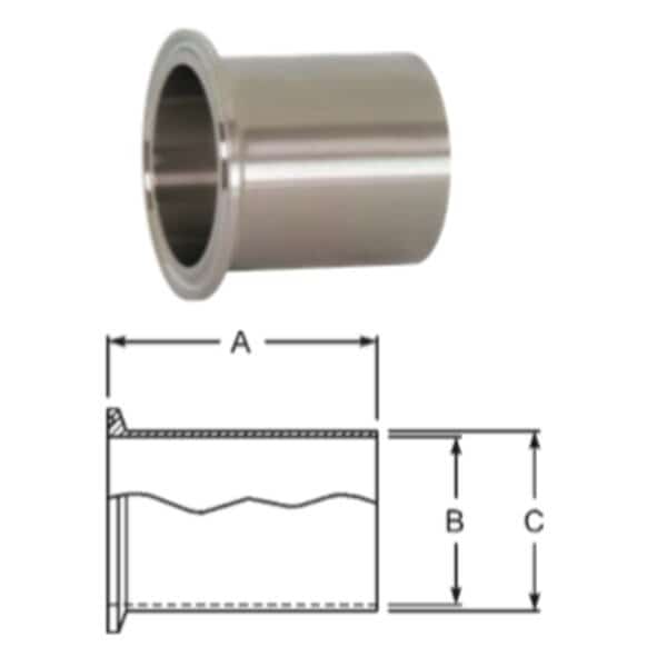Automated Weld Clamp Ferrule 1.750" Oal, SANITUBE, Mfr# STL14AM76PL-100