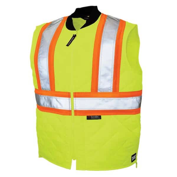Hi-Vis Quilted Safety Vest XS Class 2 X Back, , Zipper 3 Pockets